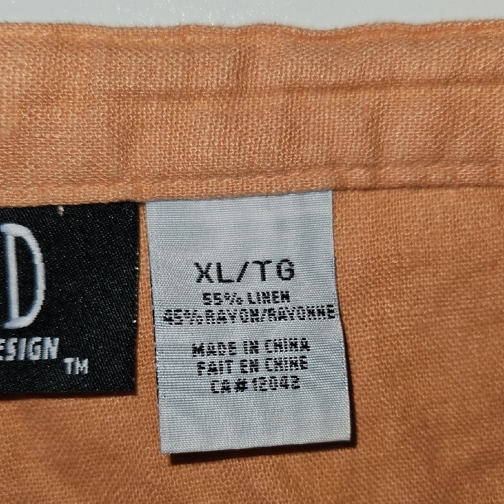 Womens Linen Orange Capri Flared Pants - Picture 6 of 8